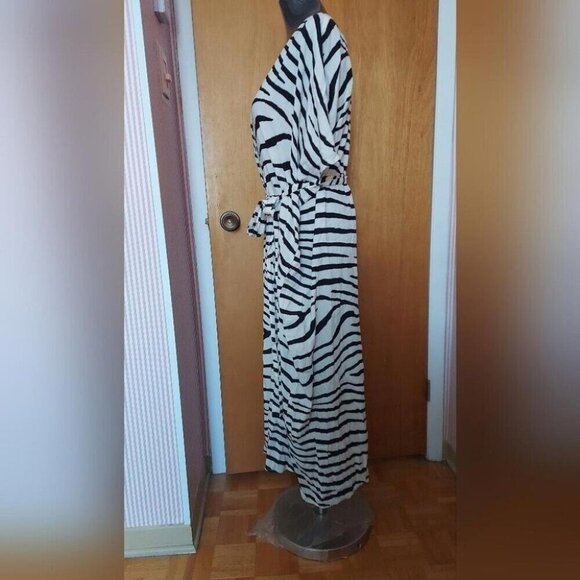 NWT Zebra Print Kaftan Dress Oversized Maxi Resort Streetwear X - Picture 2 of 8